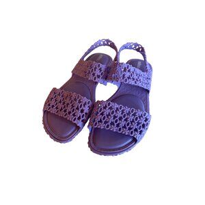 Melissa X Isabela Capeto Purple Vegan Sandals Sz 10 Lightweight Open-Toe Floral